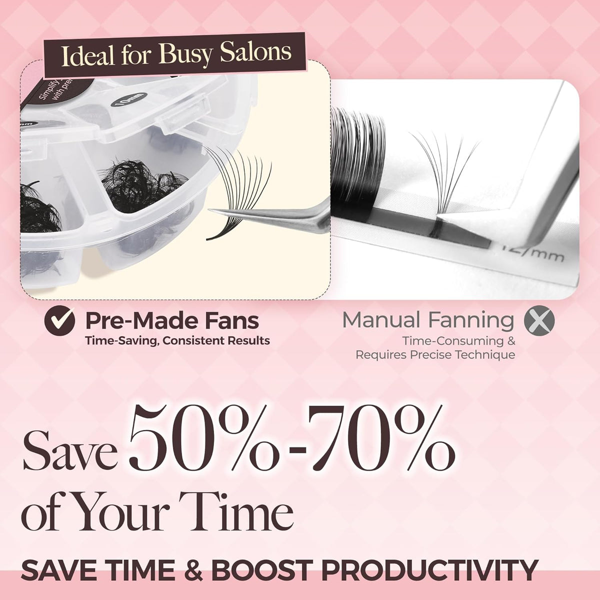 LASHVIEW 600 Fans 10D Premade Volume Eyelash Extensions Mixed Tray Premade Fans Eyelash Extensions C Curl Premade Lash Fans Pointed Handmade Promade Loose Fans Thin Base (10D-0.05C,8-15mm)