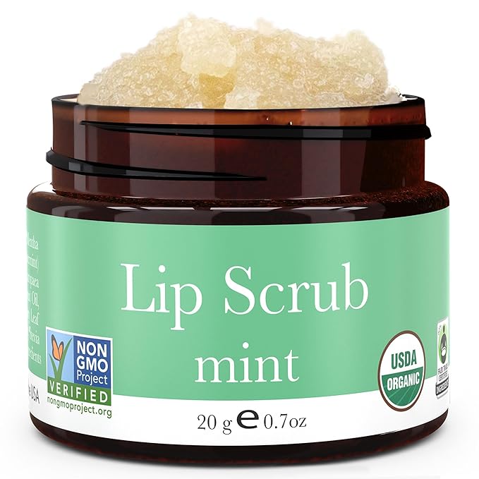 Lip Scrub Mint - USA Made Sugar Lip Scrubber Exfoliator with Natural & Organic Ingredients