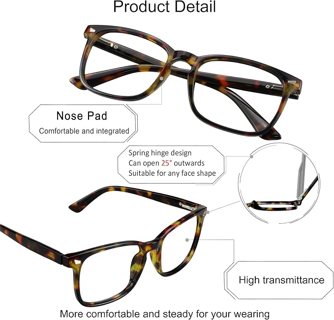 YEIN Bifocal Reading Glasses with Blue Light Blocking Lenses, Bifocal Reader for Women and Men, Vintage Square frame with Spring Hinge (+1.00/+4.00 magnification)