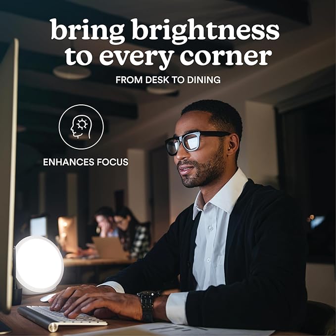 Homedics Light Therapy Lamp,10,000 Lux, UV-Free, Full Spectrum LEDs for Improved Sleep, Boosted Mood & Increased Energy, Adjustable Color Temperature, 6 Timer Settings, Compact & Stylish Design