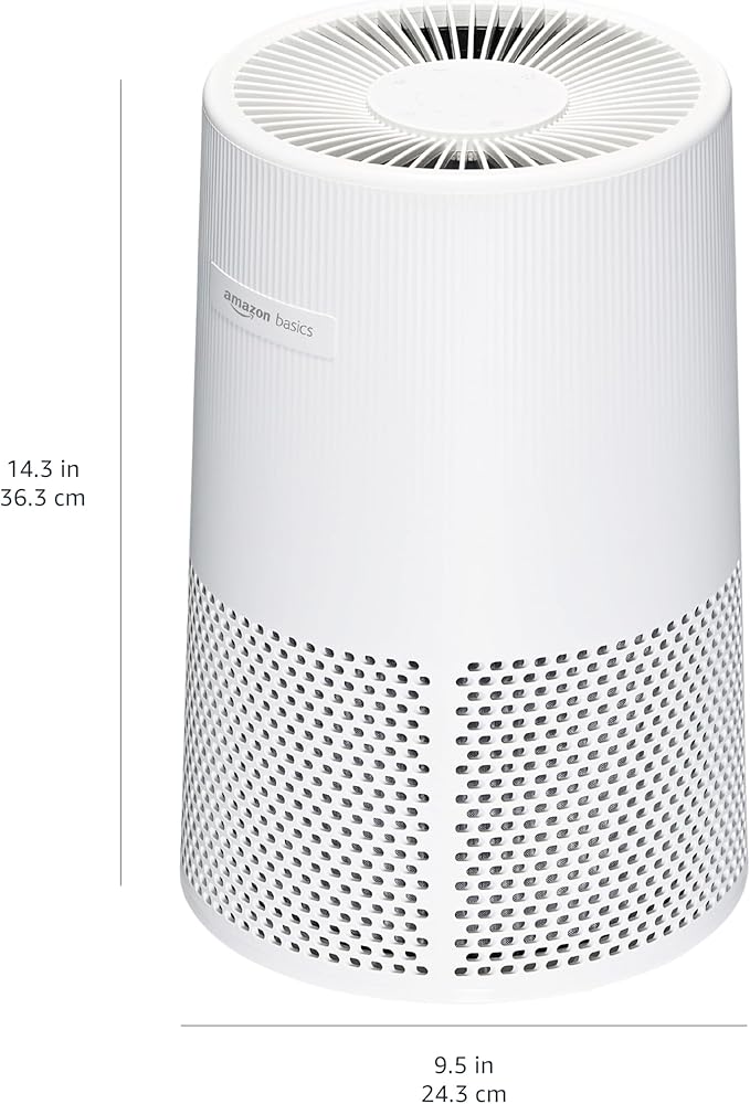Amazon Basics Air Purifier for Home and Office, With 3-Stage Filtration, HEPA Filter With Activated Carbon, 3 Speeds, Timer, Sleep Mode (32db), Energy Star Certificate, Covers Up to 1067 Sq ft, White