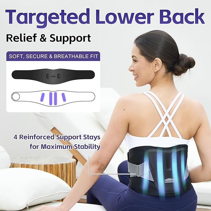 Cordless Heating Pad for Back, Lower Back Pain Relief, Rechargeable Back Massager Lower Back Heating pad with Heat & Lumbar Support Bars, Portable Heating Pad, Gift for Mom & Dad, 59'' Back Brace