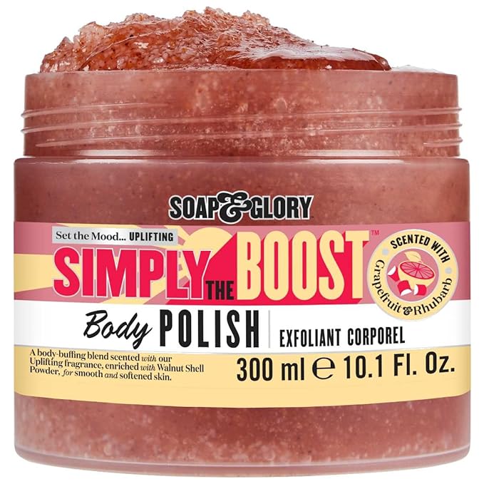 Soap & Glory Simply The Boost Exfoliating Body Scrub - Smoothing & Buffing Body Scrub - Body Polish with Vitamin B5, Vitamin C, & Vitamin E (300ml)