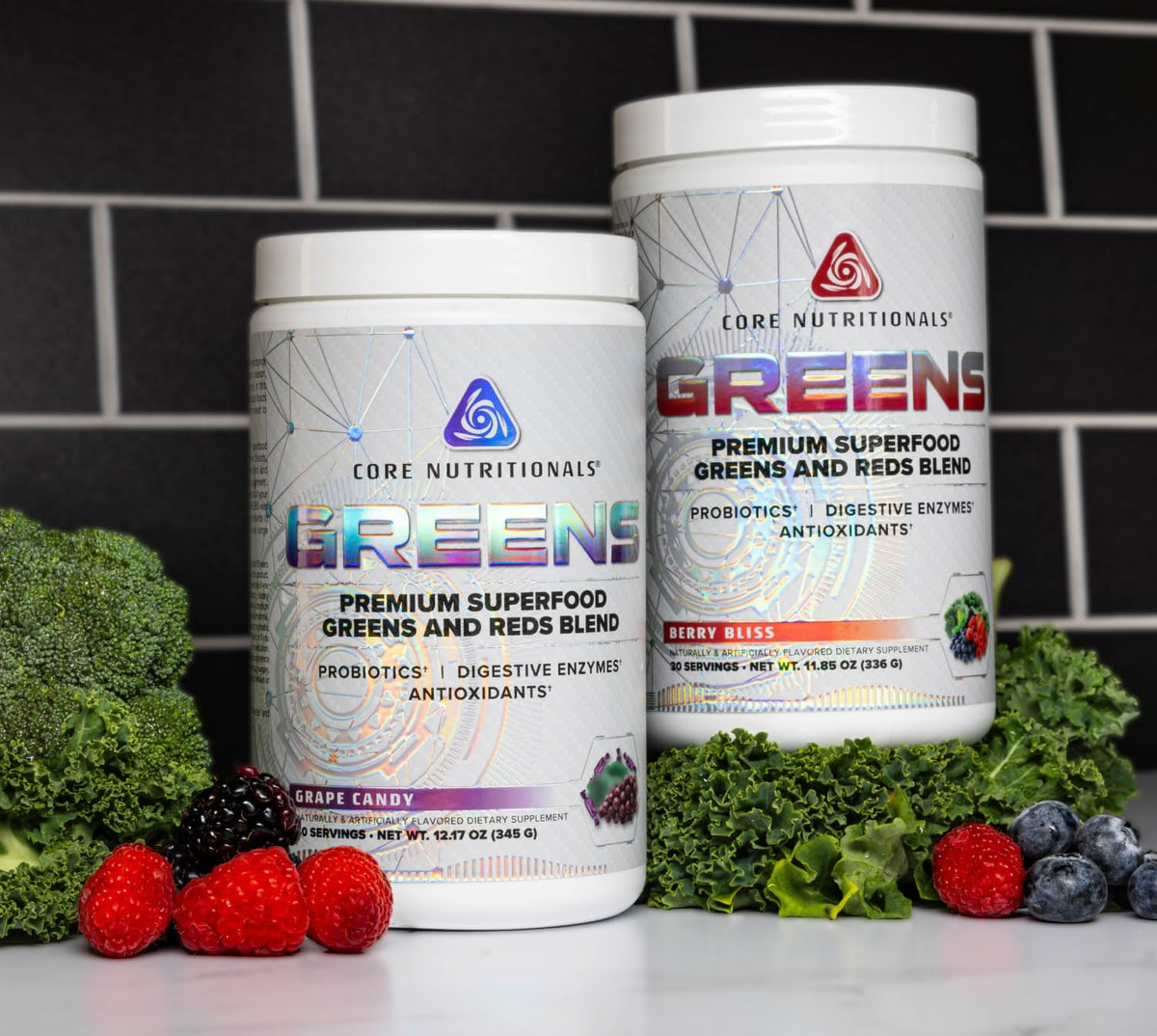 Core Nutritionals Greens | Premium Superfood Reds & Greens Blend | 5 Billion CFU Probiotics, Digestive Enzymes, & Antioxidants | 30 Servings (Chocolate Decadence)