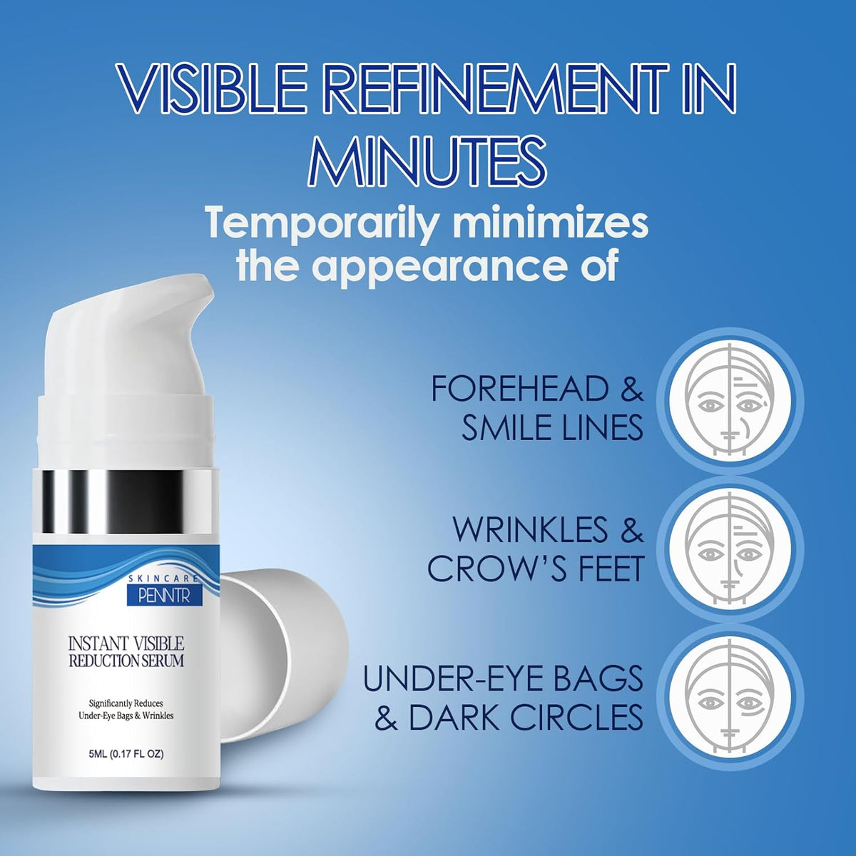 Instant Eye Serum, for Under-Eye Bags, Dark Circles & Wrinkles - Powered by Peptide & Collagen, Smooth and Moisturize (0.17 Fl. OZ (Pack of 1))