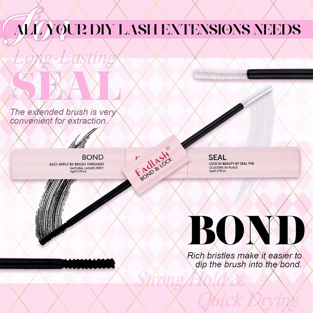 FADLASH Lash Extension DIY Kit Lash Clusters D Curl Cluster Lashes with Lash Bond and Seal Cluster Lashes Glue Remover Lash Tweezers for DIY Eyelash Extension at Home（Kit 40D+50D-0.07D-12-18MIX）