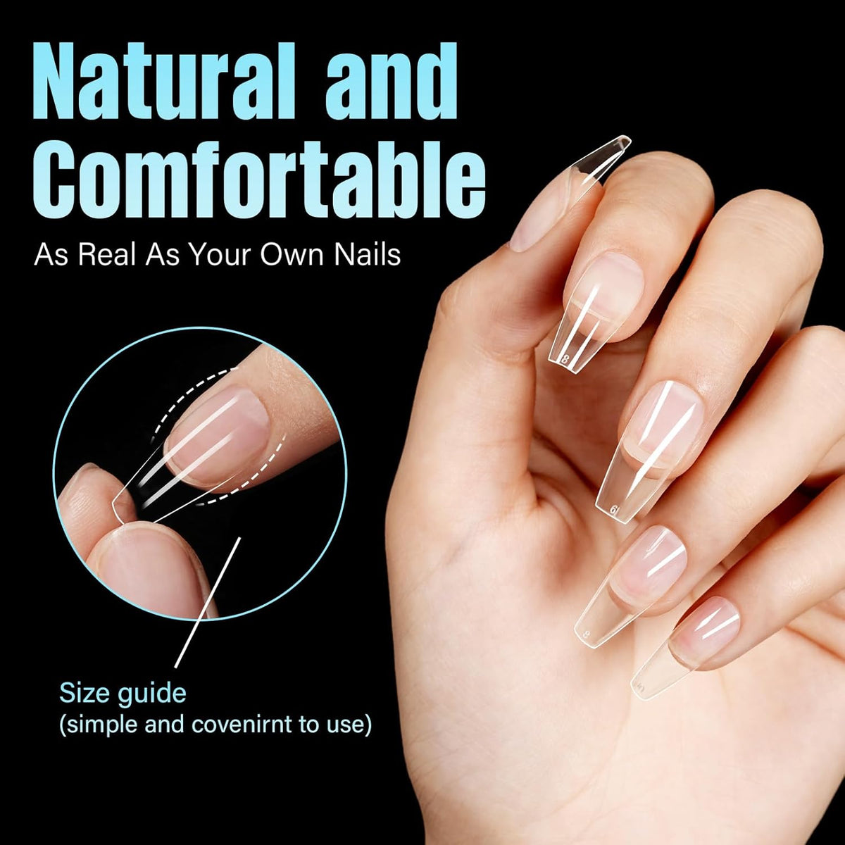 TOMICCA Medium Coffin Nail Tips, 240Pcs Half Matte Soft Acrylic Nail Tips, 12 Sizes Acrylic False Nail Tips, Nail Extension Tips for Beginner and Professional Home Diy