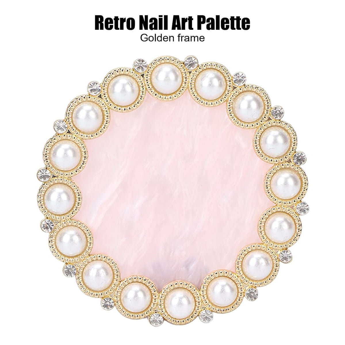 Resin Stone Nail Art Palette, Nail Art Display Board Cosmetic Nail Mixing Palette Drawing Color Mixing Nail Art Painting Gel Palette Tips Display Plate(Golden)