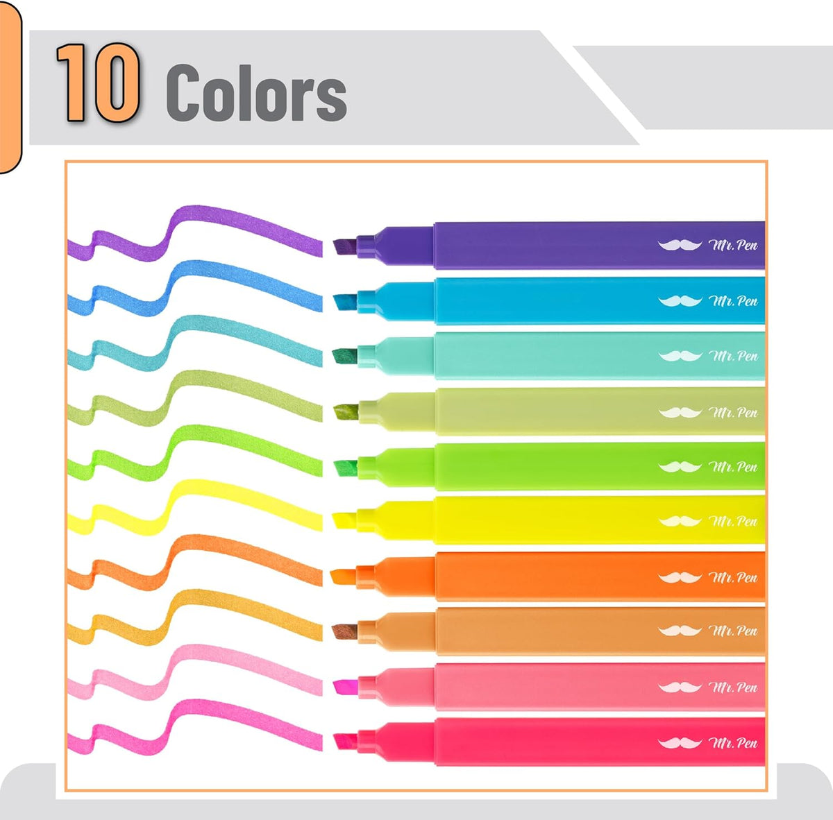 Mr. Pen- Aesthetic Highlighters, 10 Pack, Chisel Tip, Vibrant Colors, Cute Highlighters Assorted Colors, Back to School Supplies