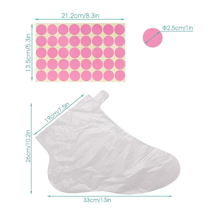 Segbeauty Paraffin Baths Liners for Feet, 200 Counts Thermal Foot Liners, Foot Covers with 200 Stickers for Snug Closure, Wax Bath Foot Bags for Paraffin Wax Machine Large