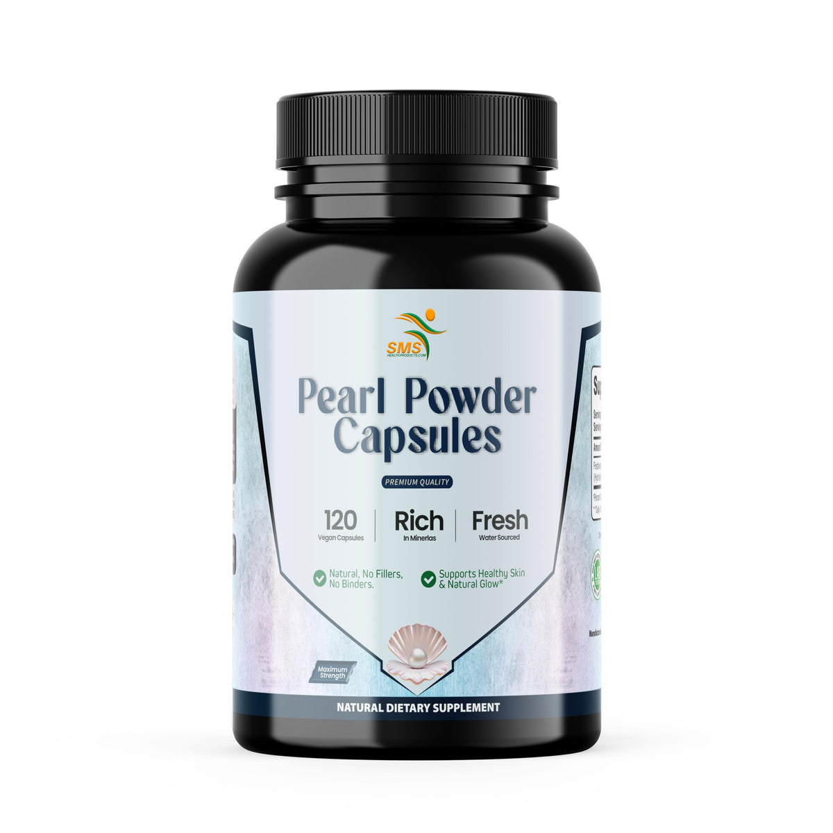 Pearl Powder Capsules – Pure Natural Supplement to Support Skin, Eyes, Nails, and Beauty | All-Natural, Non-GMO, Vegan Capsules (120 Count)