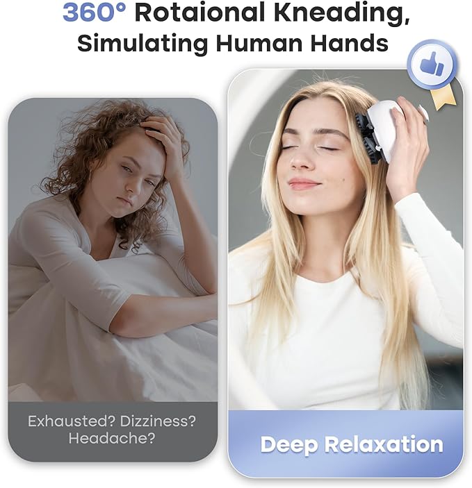 arboleaf Scalp Massager Electric Kneading Head Massager Scalp Stress Relax Portable Rechargeable Hair Massage Waterproof Cat Scratcher, Gifts for Him Her