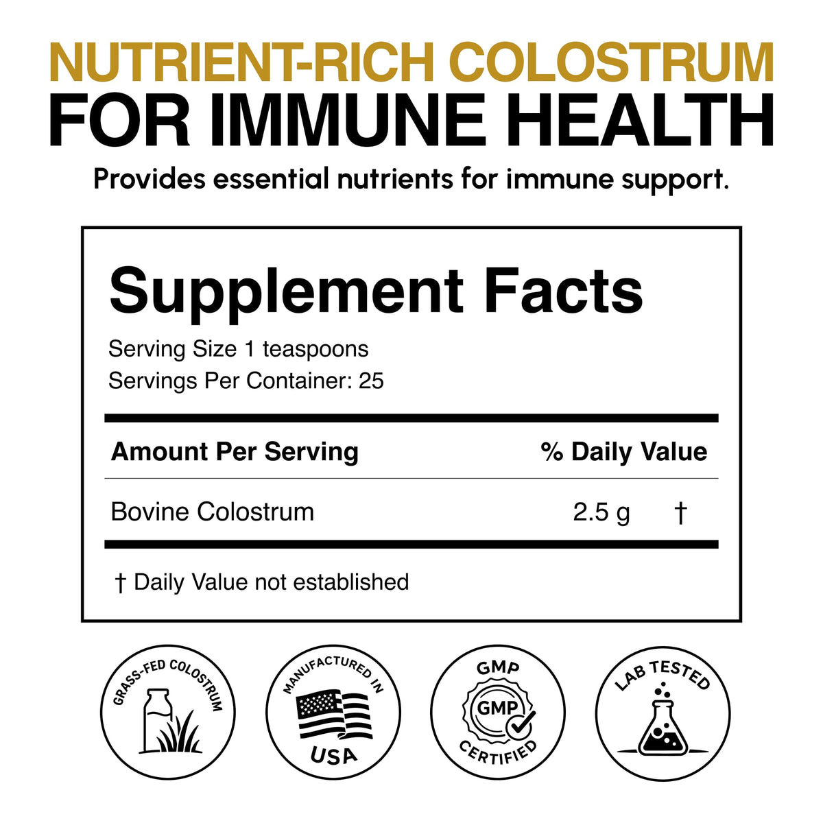 Oramune Gold Immune Support Supplement with Transfer Factor and Pure Colostrum Gold Liquid Bovine Colostrum – Rich in Lactoferrin, Insulin-Like Growth Factor-I (IGF-I) for Immune Strength– 4 fl oz