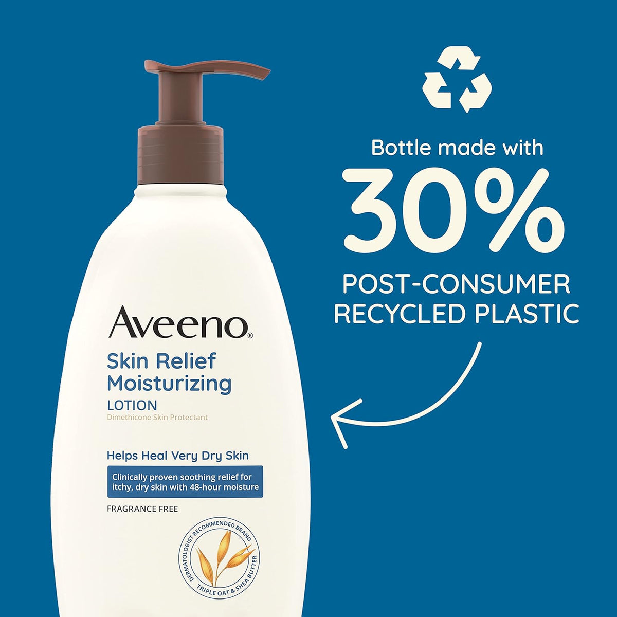 Aveeno Skin Relief Moisturizing Lotion for Very Dry, Itchy, Dry Skin, Body Moisturizer, Soothing Triple Oat & Shea Butter, Fragrance-Free, Non-Greasy, 33 fl oz
