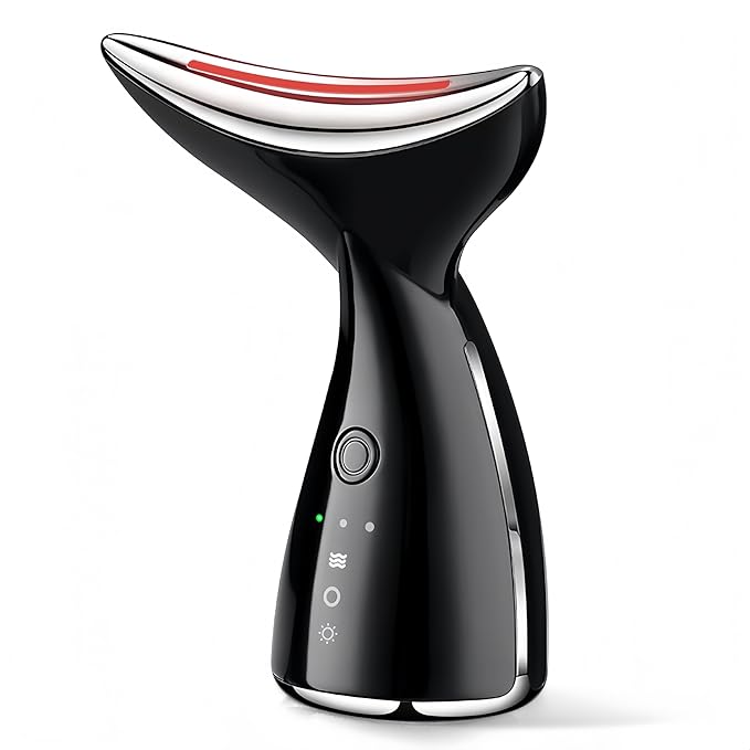 Face and Neck Massger for Skin Care Electric Face Neck Lifting Massager with 45℃ Heat & 3 Massage Modes for Wrinkles Facial Neck Massager (Black)