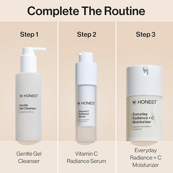 Honest Beauty Get Glowing Bundle | Vitamin C Brightening Serum + Everyday Moisturizer | Improves Skin Tone | Gentle for Sensitive Skin, Fragrance Free, Vegan | 1 fl oz, 1.7 fl oz
