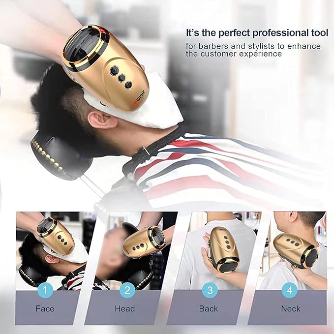 Barber Massager/Cordless Handheld Massager, Charge Neck/Legs/Hand/Face Massager, 2 Massage Nodes 2600AMH，Golden