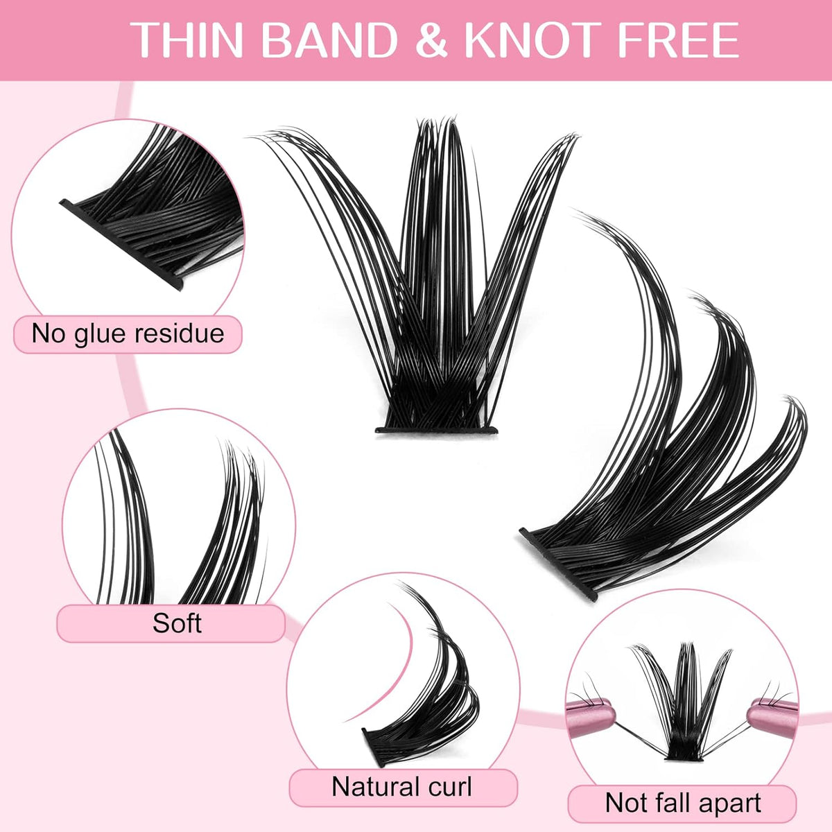 PRO LASHBEAUTY 280 Pcs Individual Lashes 50D-D-0.07-14 Cluster C D Curl Wispy Bottom DIY Lashes At Home