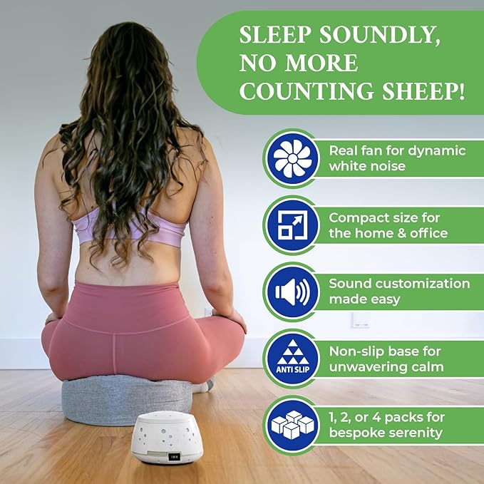 White Noise Sound Machine - Real Fan Sleep Aid, Noise Cancelling for Office Privacy, Home, Baby & Adults - Portable, Travel Friendly Sleep Machine