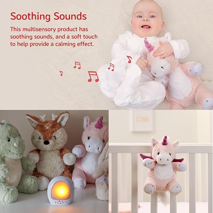 Cloud b Sound Machine with White Noise Soothing Sounds | Cuddly Stuffed Animal & Nomadic Nightlight | Record Parent Voice | Adjustable Settings & Auto-Shutoff | LoveLight™ Buddies - Lily The Unicorn™
