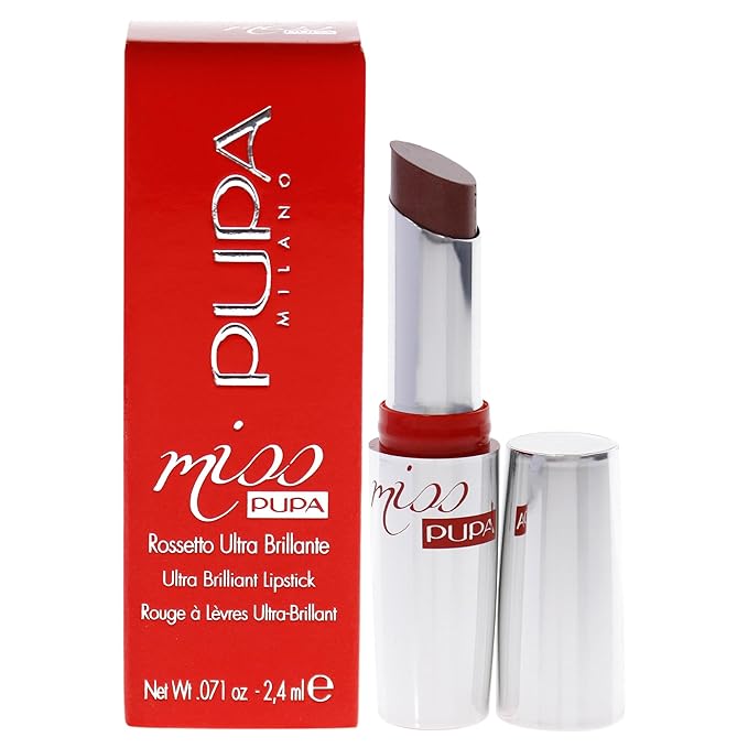 Pupa Milano Miss Milano Lipstick - Creamy, Ultra Pigmented Color For Lips - Nourishing Formula - Crystal-Effect Lipstick - Ultimate Boost Of Volume And Hydration - 604 Elite - 0.071 OZ