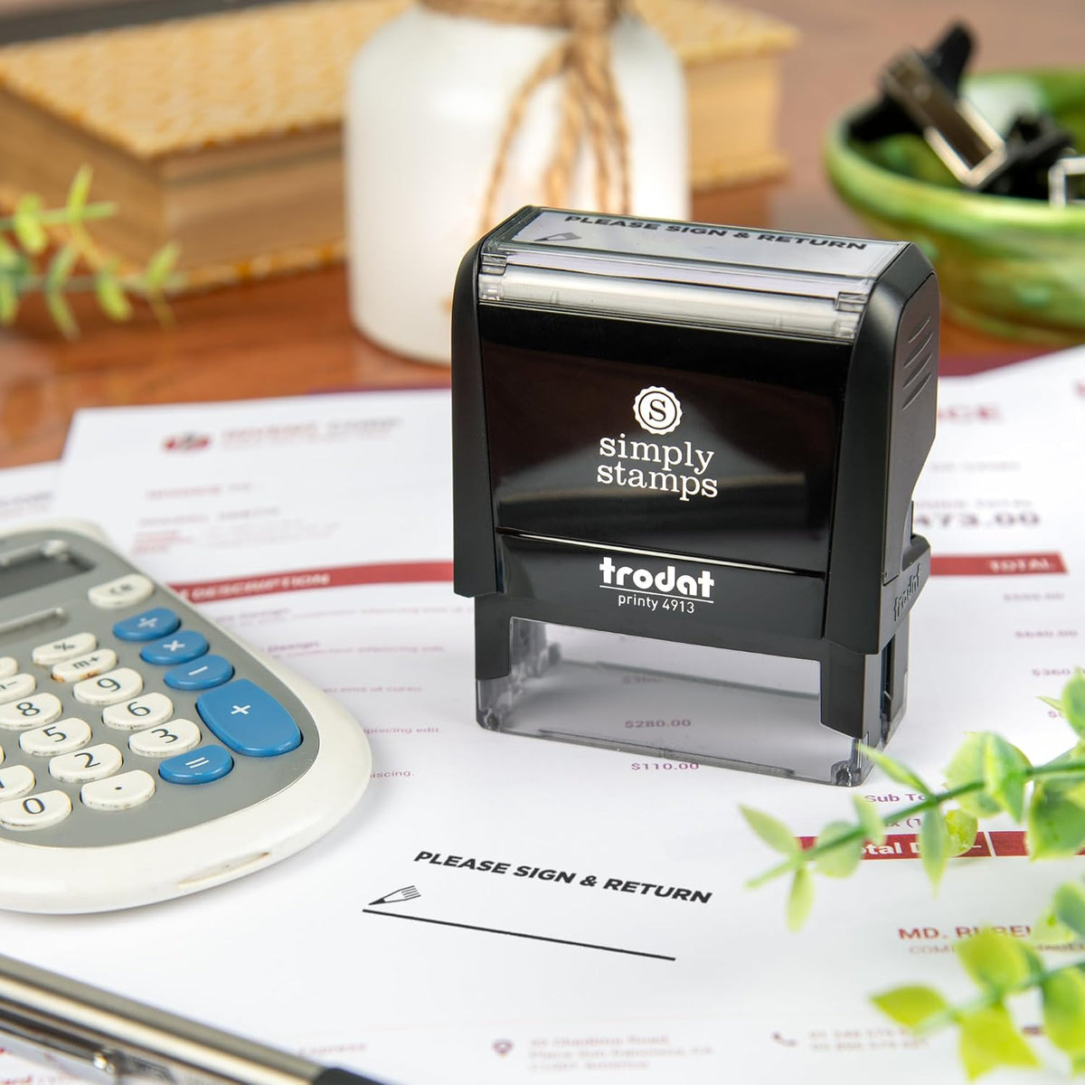 Please Sign & Return Office Stamp | 4 Different Sizes | 20 Designs | Multiple Color Options | Perfect for Quick Validation of Office Documents (Please Sign & Return, Large)