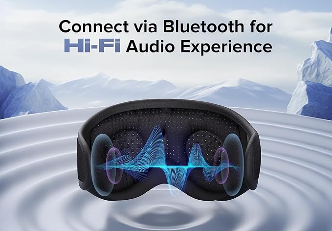 Sleep Mask with Bluetooth Headphones Wireless, TOPOINT 3D Eye Mask for Sleeping Headphones Women Men with Noise Canceling Earbuds, Thin Speaker, Blackout, 15 Hours for Travel, Meditation, CPAP Users