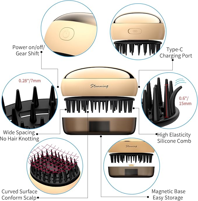 JUSTHERE Electric Head Massager Scalp with 2 Speed Vibration and 54 Nodes, Scalp Scrubber & Handheld Portable Head Scratcher Hair Scalp Massager for Hair, Deep Clean, Gifts for Women