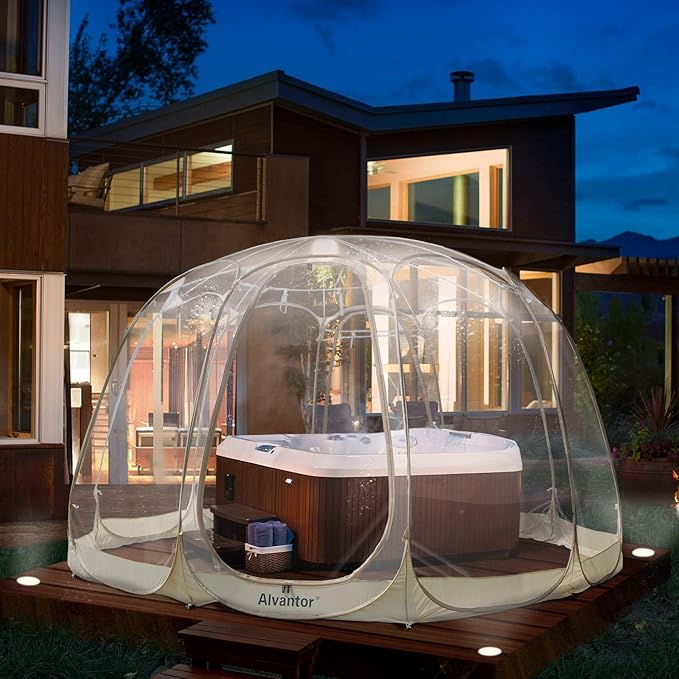 Alvantor Pop Up Bubble Tent - Large Oversize Weather Proof Pod - Cold Protection Camping Tent - Winter Tent Beige