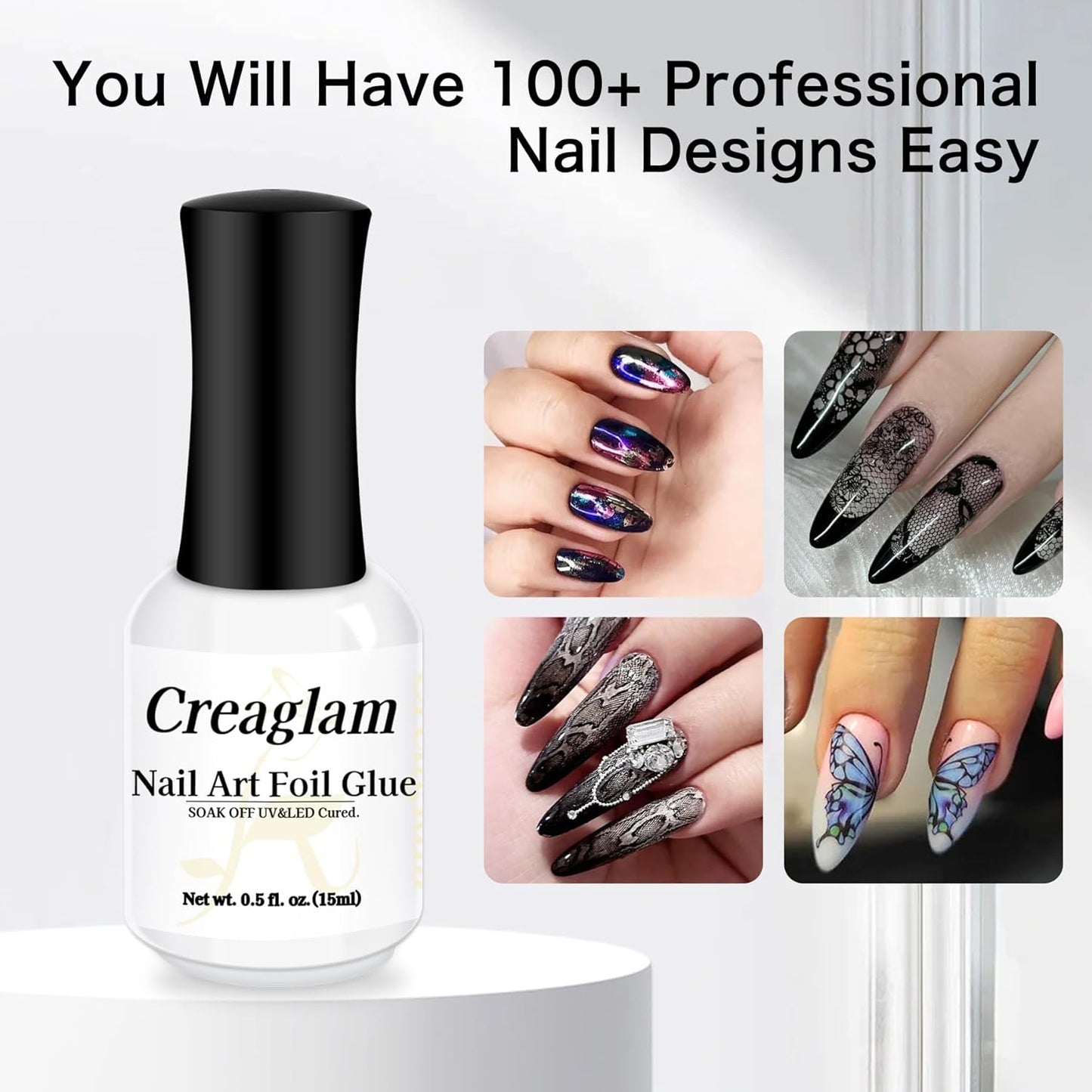 Nail Foil Glue Gel: Nail Art Foil for Foil Stickers Nail Glue Foil Transfer Gel - 15ML Transfer Glue Nail Art Manicure DIY Enthusiasts - Required LED Lamp Soak Off