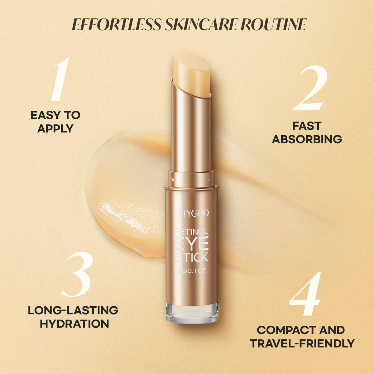 CITYGOO Retinol Eye Stick With Collagen, Hyaluronic Acid For Dark Circle, Under Eye Cream Anti Aging, For Puffiness and Bags Reduces Fine Lines (Retinol Eye Stick, 1pcs)