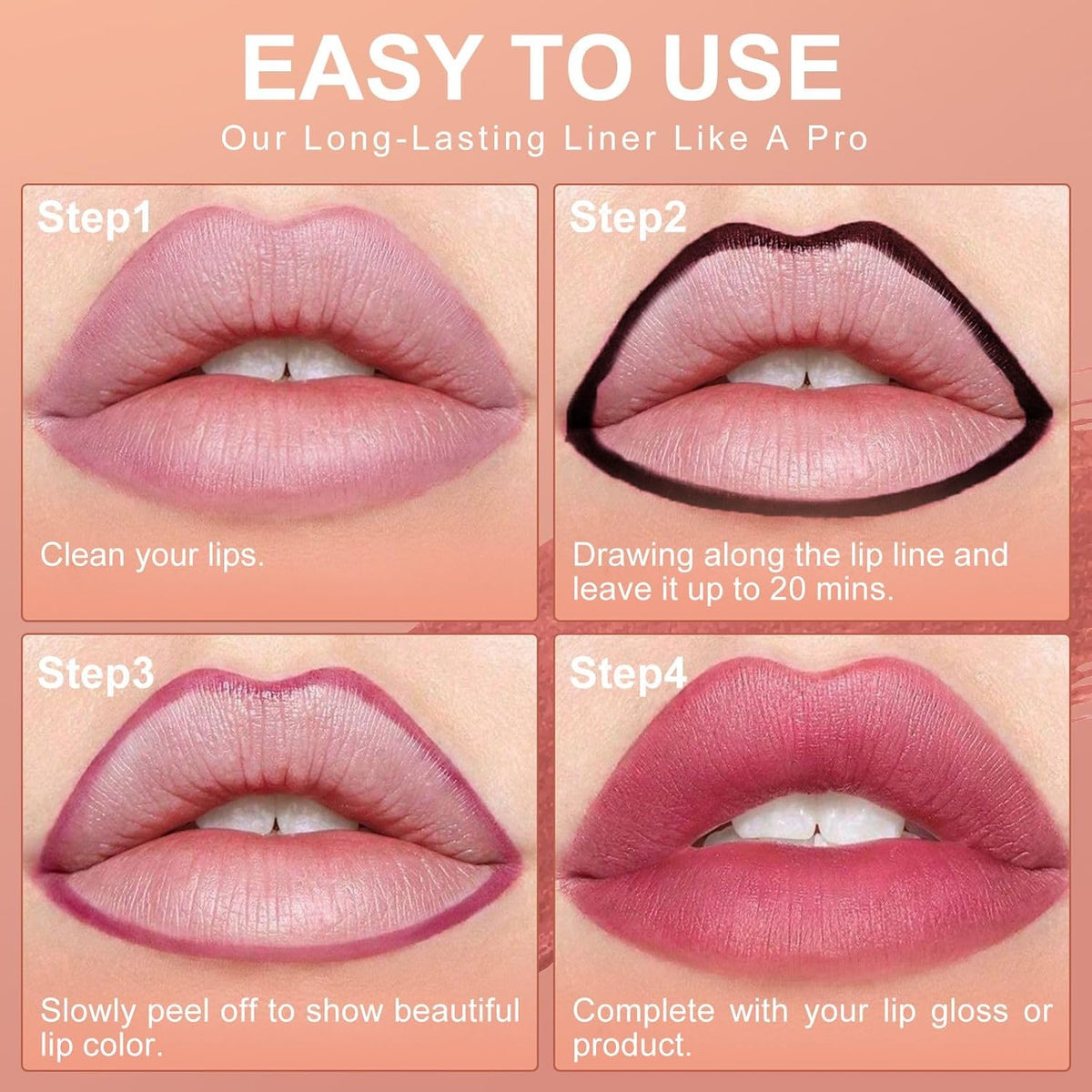OETUIOW Lip Stain - All Day Lip Stain Peel Off, Naturally Moisturizing Lightweight Glow-Boosting Non-Sticky, Vegan Lip Makeup Gift for Her (Rose)