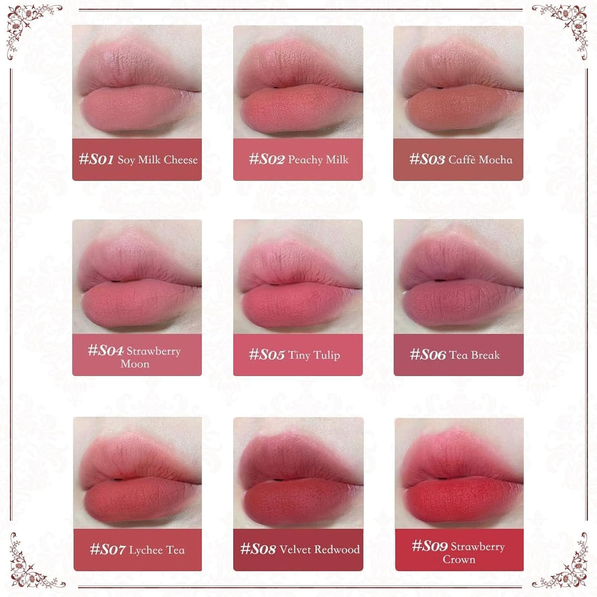 Flower Knows Strawberry Rococo Cloud Lip Cream,Velvety Matte Liquid Lipstick,Pink Lipstick,Long Lasting Lip Stain,Kiss-proof Blurred Lipstick for Girls&Women,0.12 Fl Oz(S04 Strawberry Moon)