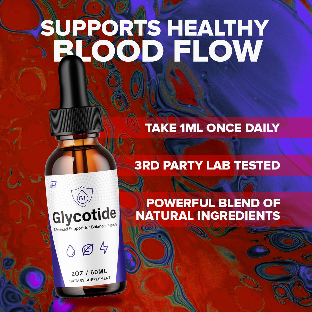Glycotide Advanced Formula – Glyco Tide Liquid Drops Natural Ingredients - 3 Bottles - 3 Month Supply