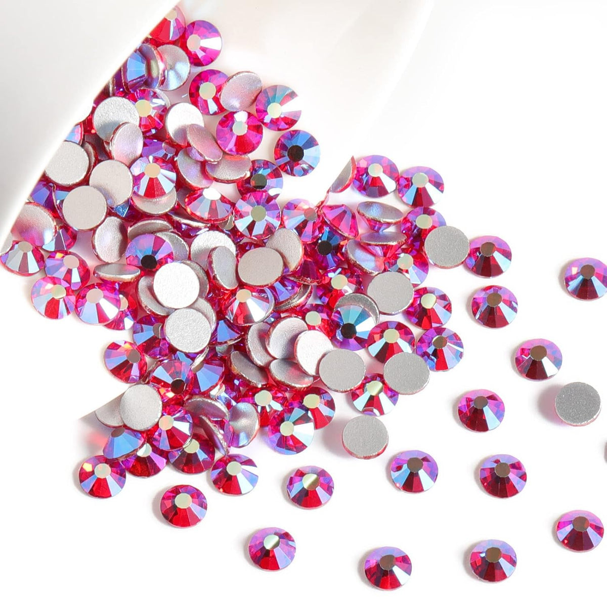 Beadsland 1440 Pieces Flat Back Crystal Rhinestones Round Gems,Light Siam AB,SS16,3.8-4.0mm