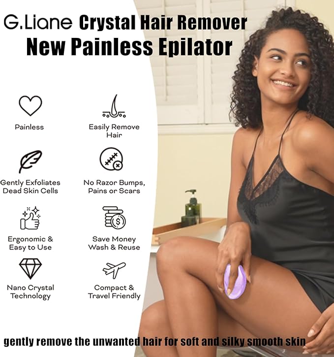 Crystal Hair Eraser,Upgraded Painless Crystal Hair Remover,Effective Nano Glass Hair Removal Device and Skin Exfoliation,Body Epilator for Women and Men(Light Pink)