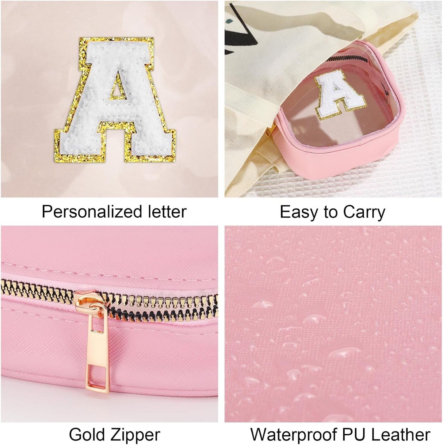 YOOLIFE Mini Makeup Bag | Clear Makeup Bag Toiletry Case | Travel Transparent Cosmetic Bag | Portable Make Up Organizer | Traveling Compact Car Bag for Essentials | Teacher Daughter Gifts | Pink C