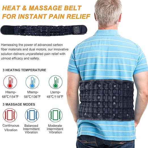 HONGJING Inflatable Decompression Belt with Heating & Vibration for Instant Lower Back Pain Relief - Lumbar Massager Belt Rechargeable, One Size Fits 29-49