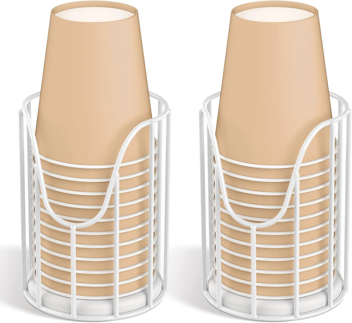 Luxspire Bathroom Cup Dispenser, 3-5oz Dixie Cup Dispenser, Metal Dixie Cup Holder, Disposable Paper Cup Holder for Bathroom, Cotton Pad Holder, Guest Bathroom Essentials, White, 2 Pack