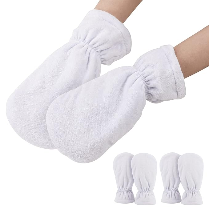 Segbeauty 4pcs Paraffin Wax Mitts, Thick Paraffin Heated Hand Covers, Paraffin Baths Gloves for Hot Wax Hand thera-py Bath Paraffin Thermal treat-ment SPA Wax Warmer Paraffin Wax Machine White