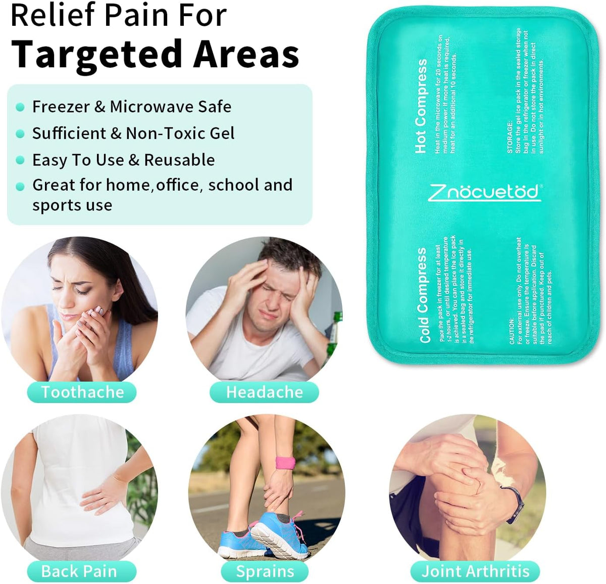 Gel Ice Pack for Injuries Reusable Soft Freezer Ice Bag with Strap- Hot Cold Compress Packs for Swelling Bruises Surgery Knee Shoulder Foot Back Ankle Neck Elbow Wisdom Tooth-1 Pack