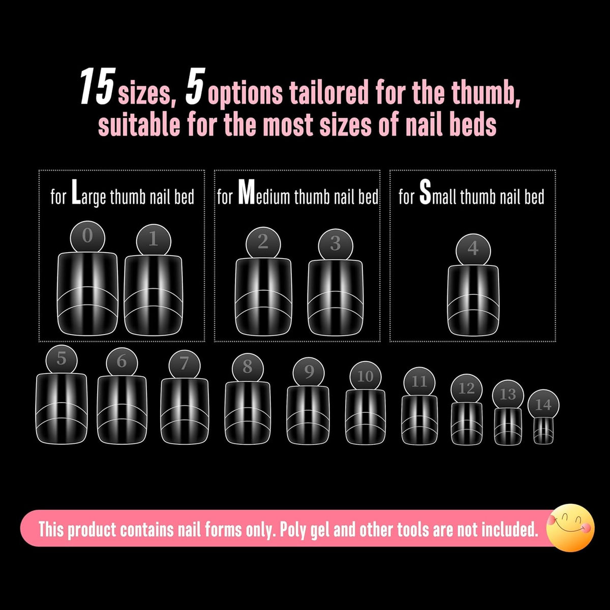 Upgrade Toe Dual Nail Forms for Poly Gel with Inner French Tips Auxiliary Line for Toenail Extension, Square Soft Gel Nail Extension, Full Cover Molds for Pedicure DIY x 15 Sizes 270 pcs
