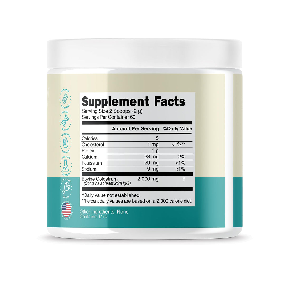 OXNUTRITION Colostrum Powder for Gut Health, Immune Support, Muscle Recovery, Hair & Beauty | Pure Gress Fed Bovine Colostrum for Humans, Natural IgG, Unflavored, 60 Servings
