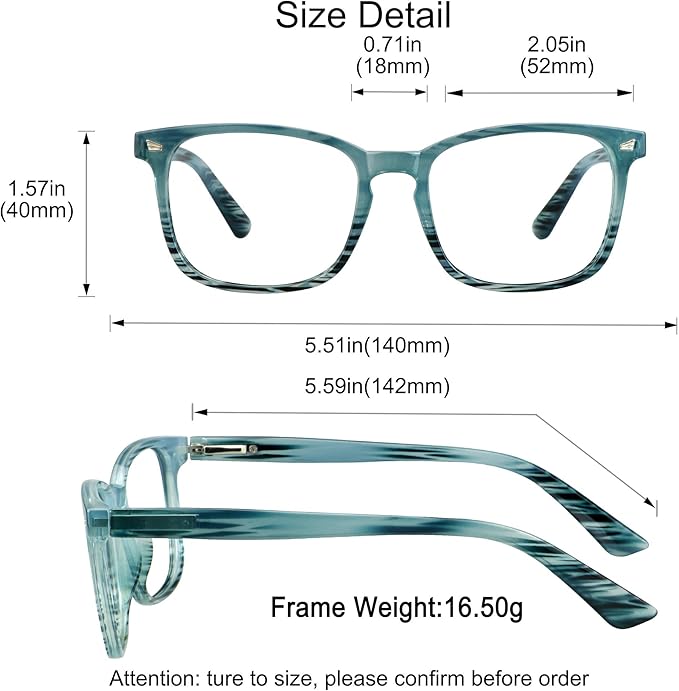 YEIN Bifocal Reading Glasses with Blue Light Blocking Lenses, Bifocal Reader for Women and Men, Vintage Square frame with Spring Hinge (+0.50/+2.75 magnification)