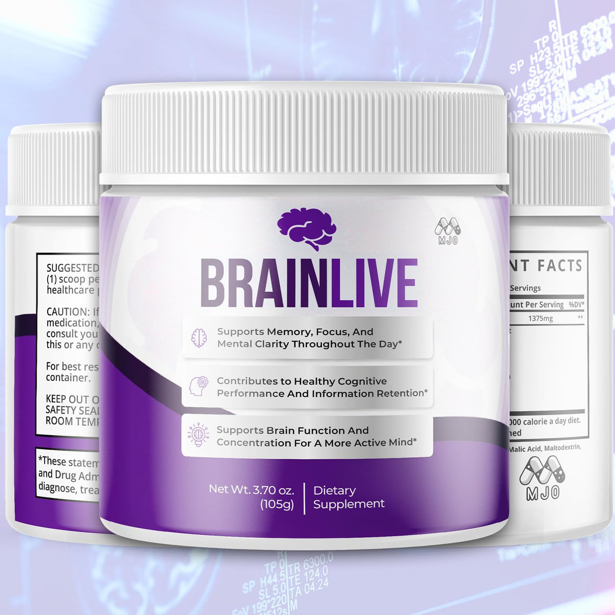 (5 Pack) Brainlive Powder, Official Brain Live Powder Supplement with All Natural Ingredients, Advanced Formula Brain Live Health & Wellness Support with Maximum Strength Multivitamins (150 Servings)