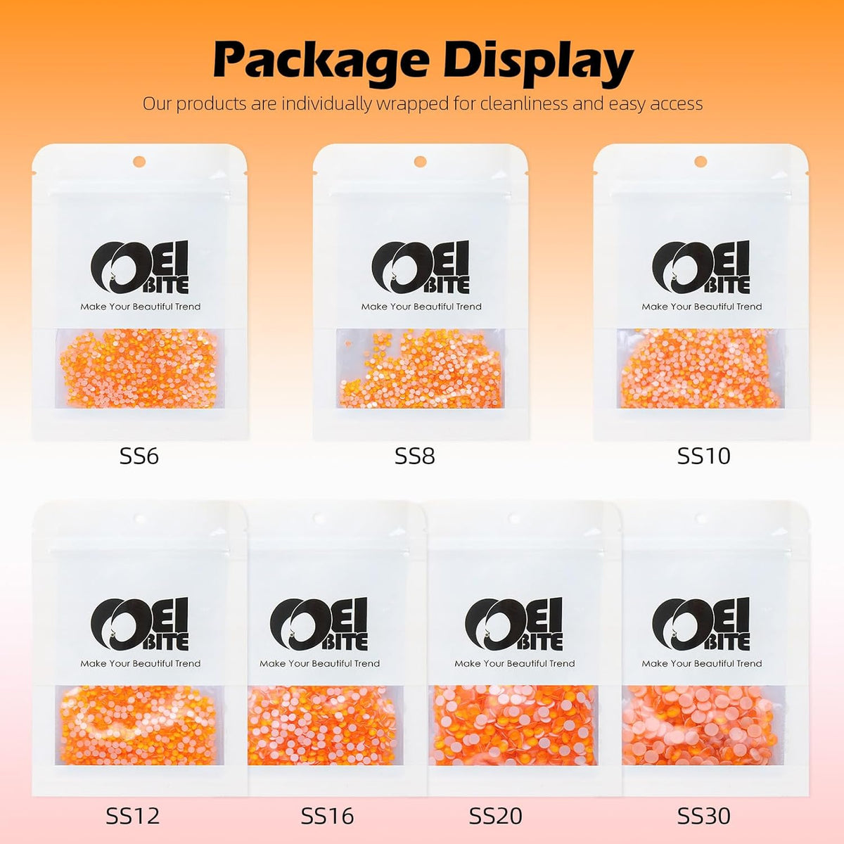 Neon Orange Flatback Rhinestones, Glass Rhinestones for Nail Art and Craft, Glue Fix, Loose Crystal Gemstones(Neon Orange, SS30, 288pcs, 6.4-6.6mm)