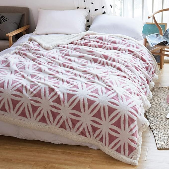 LOMAO Sherpa Fleece Blanket 71x80 Fuzzy Soft Throw Blanket Dual Sided Blanket for Couch Sofa Bed (Pink, 71''x80'')