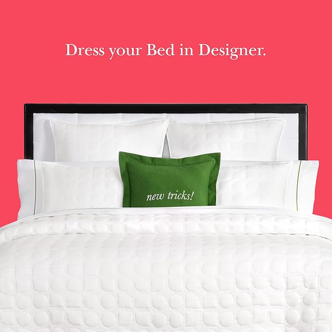 kate spade new york Noel King Quilt Bedding Set, 200 Thread Count and 100% Cotton Cover, All Season 3 Piece Reversible Bedding Set, Machine Washable, Marshmallow