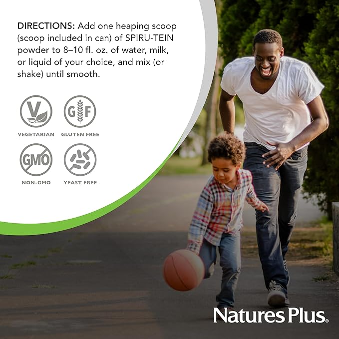 Natures Plus SPIRU-TEIN, Chocolate - 2.1 lb, Pack of 2 - Plant-Based Protein Shake - Non-GMO, Vegetarian, Gluten Free - 68 Total Servings