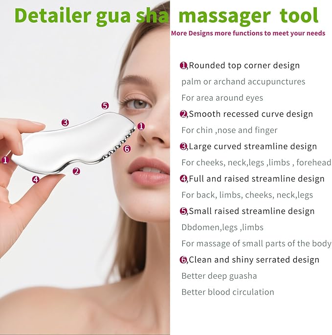Facial Sponge with Stainless Steel Gua Sha Tool - 2-in-1 Design, Premium Guasha Set for Face, Body and Face Gua Sha Stone for Tighten Skin